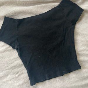 Brandy Melville Ruched Ruffle Neck Top